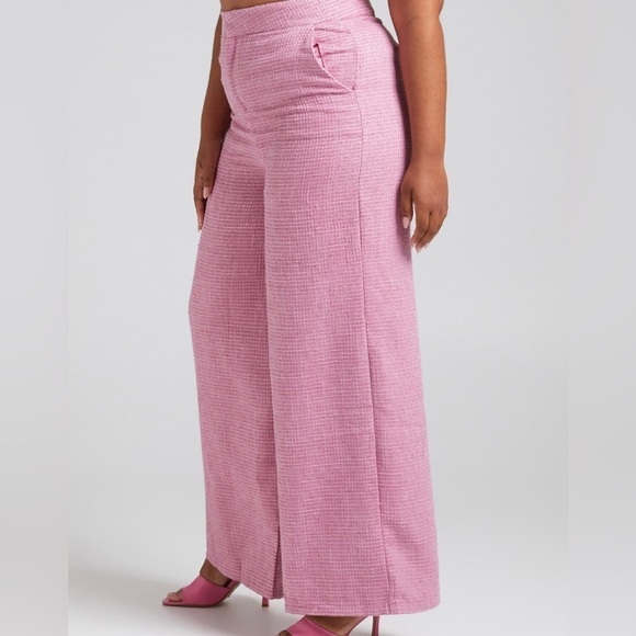 🅽🅴🆆 𝐒𝐡𝐨𝐰𝐩𝐨. Adelaide Wide Leg Soft Tweed pant in pink, size 10 - Picture 4 of 11